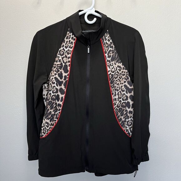 Boston Proper | 2 Piece Track Suit Warm Up Leopard Animal Print Black Size Small - Picture 3 of 9